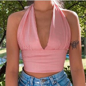 handmade pink gingham halter top